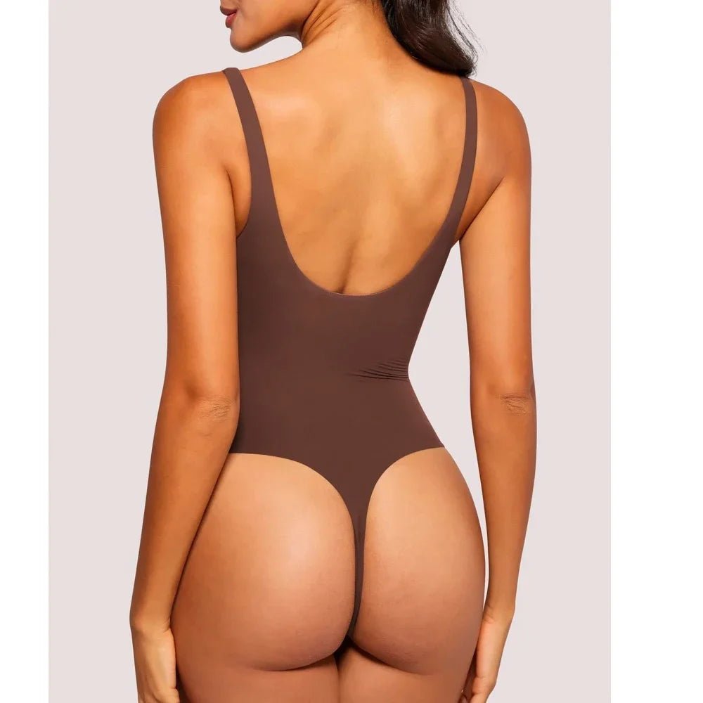 SEAME - Seame Square Shapewear Bodysuit Brown L