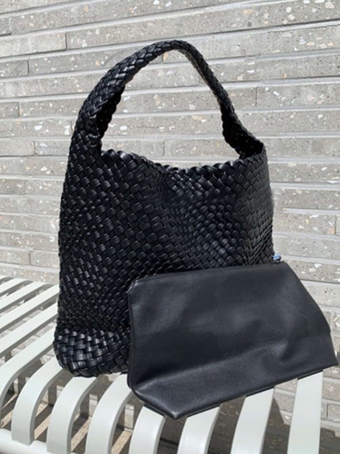Seame - Cara Woven Shopper Bag Medium Black Medium