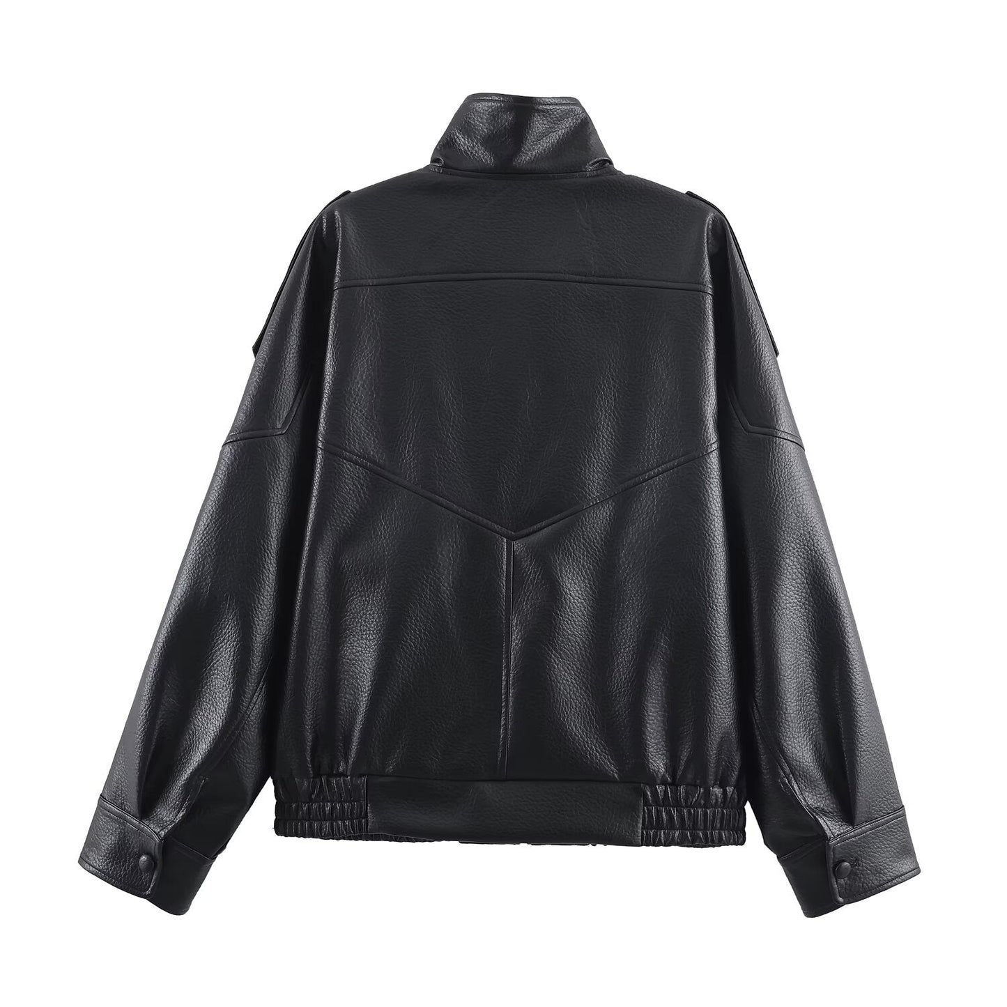 SEAME - Cecil Asymmetrical Leather Jacket Black S