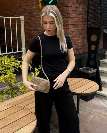 SEAME - Eva Woven Suede Bag Beige Regular