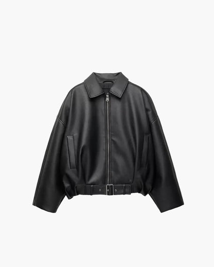 SEAME - Georgia Vegan Leather Jacket Brown S