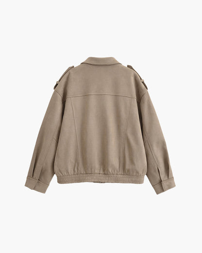 SEAME - Greta Suede Moto Jacket Beige XS