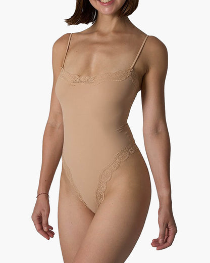 SEAME - Isla Lace Wireless Bodysuit Beige S
