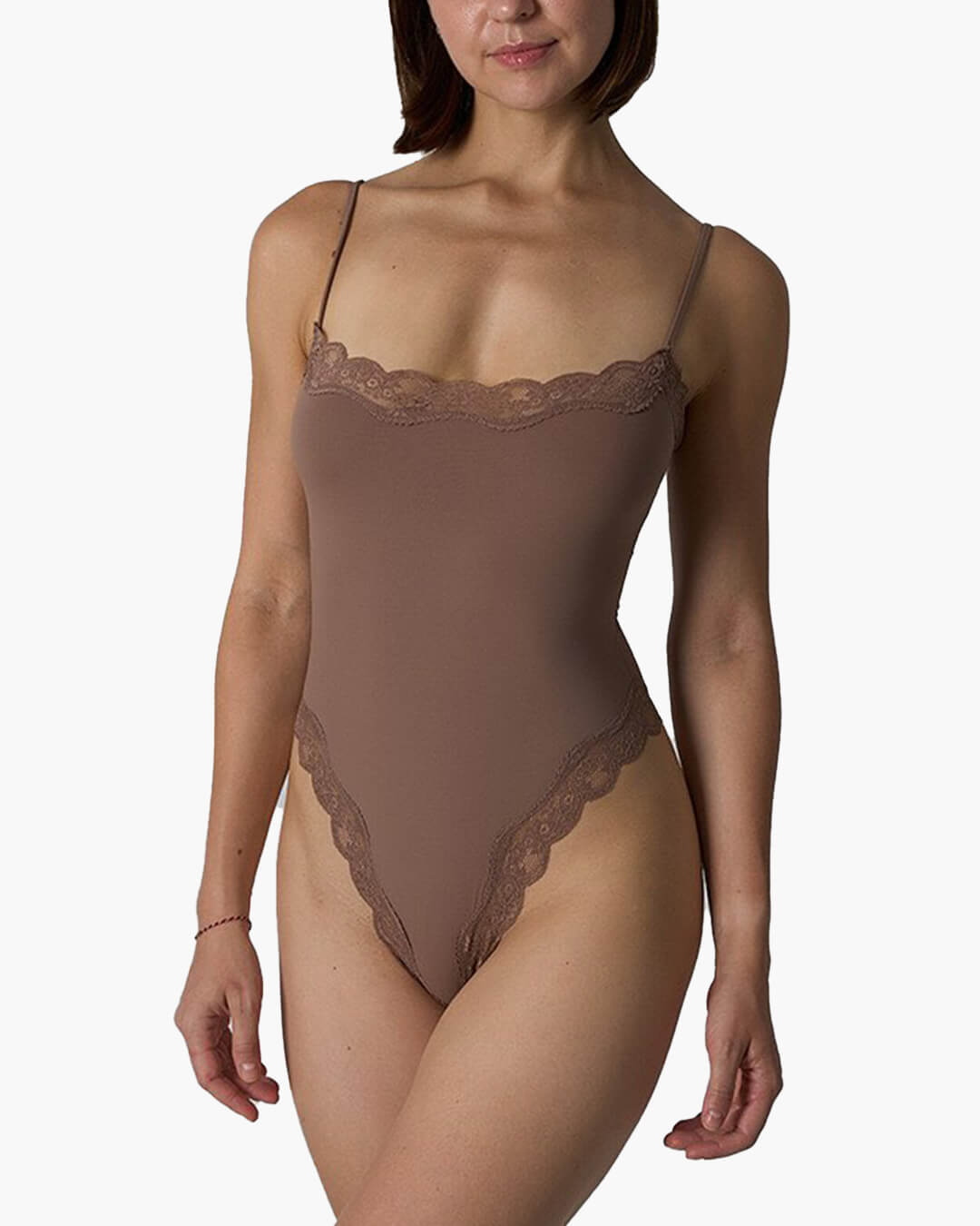 SEAME - Isla Lace Wireless Bodysuit Brown S