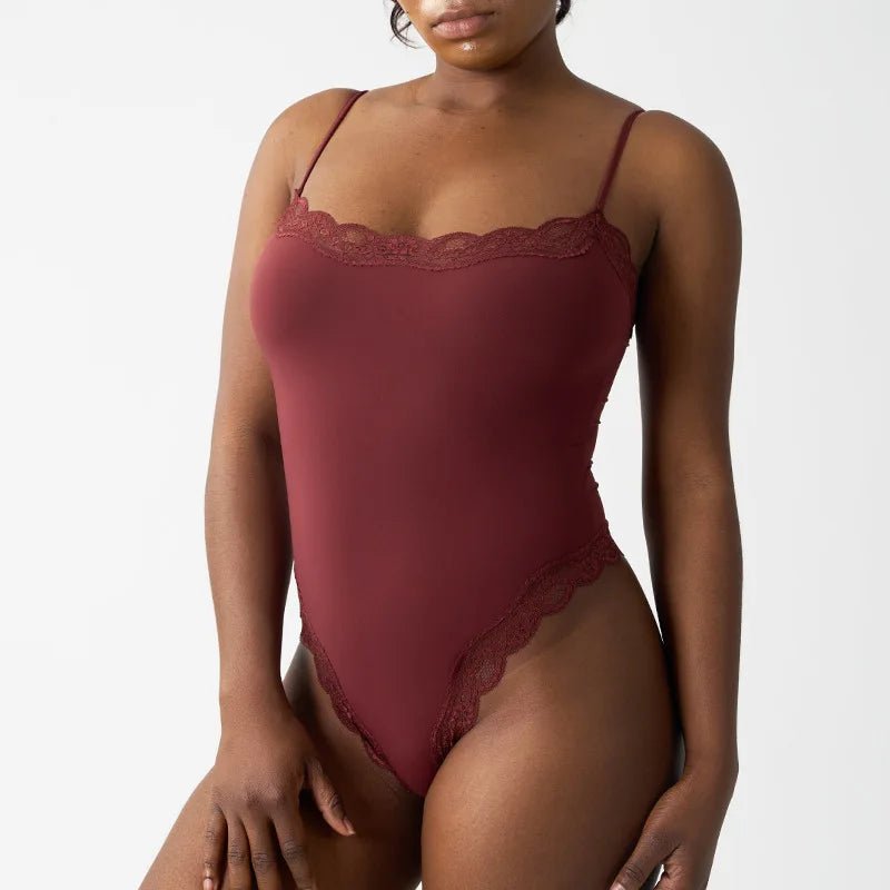 SEAME - Isla Lace Wireless Bodysuit Burgundy S