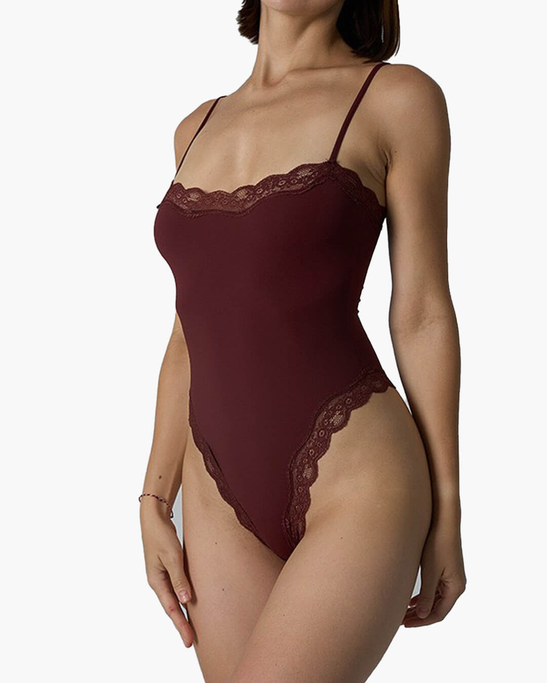 SEAME - Isla Lace Wireless Bodysuit Burgundy S
