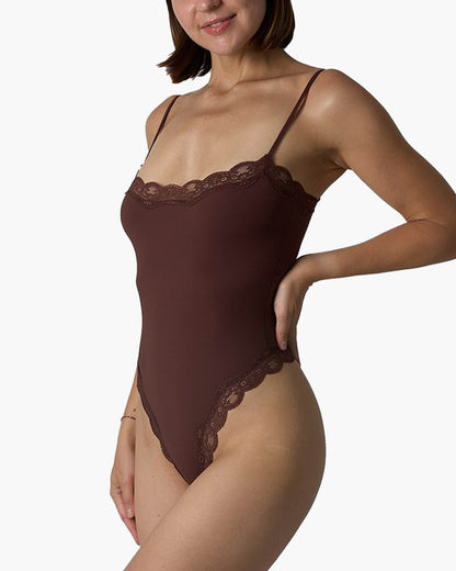 SEAME - Isla Lace Wireless Bodysuit Dark Brown XL