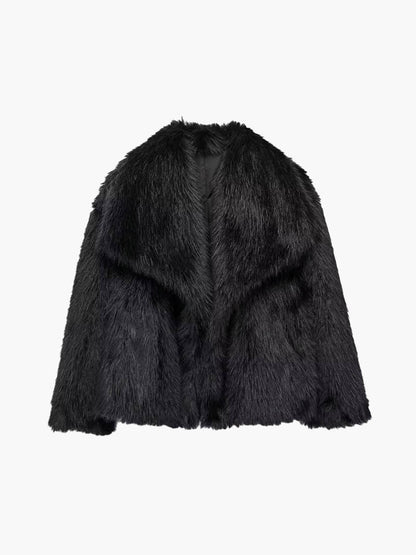 Seame - Jenna Faux Fur Coat Black S