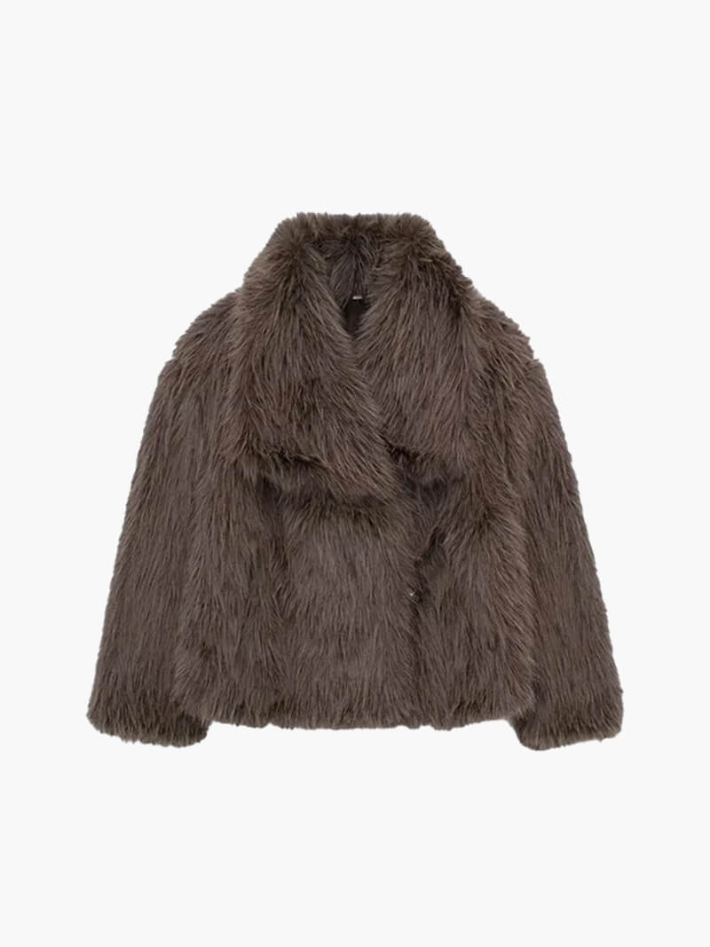 Seame - Jenna Faux Fur Coat Brown S
