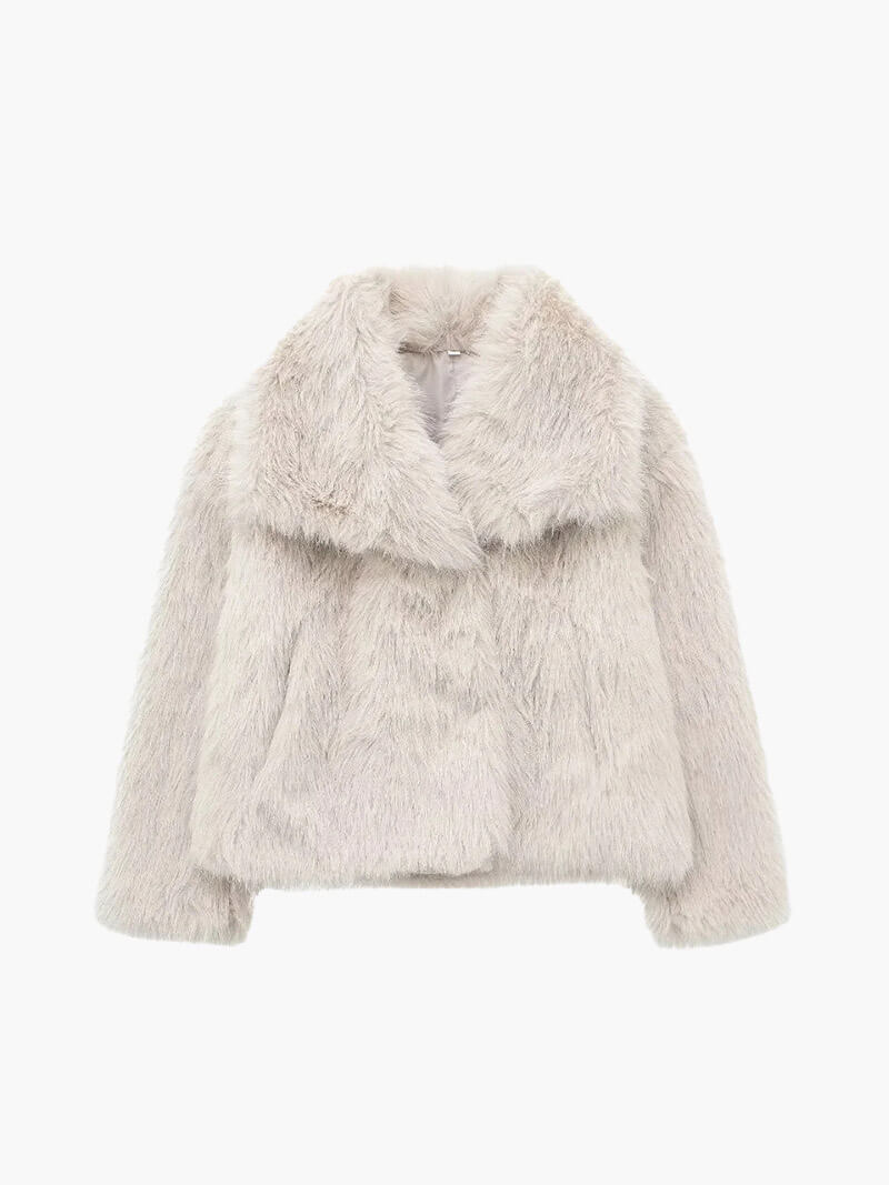 Seame - Jenna Faux Fur Coat Creme S