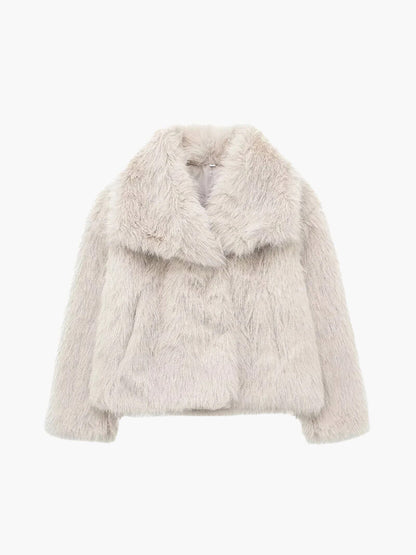 Seame - Jenna Faux Fur Coat Creme S