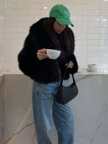 Seame - Jenna Faux Fur Coat White S