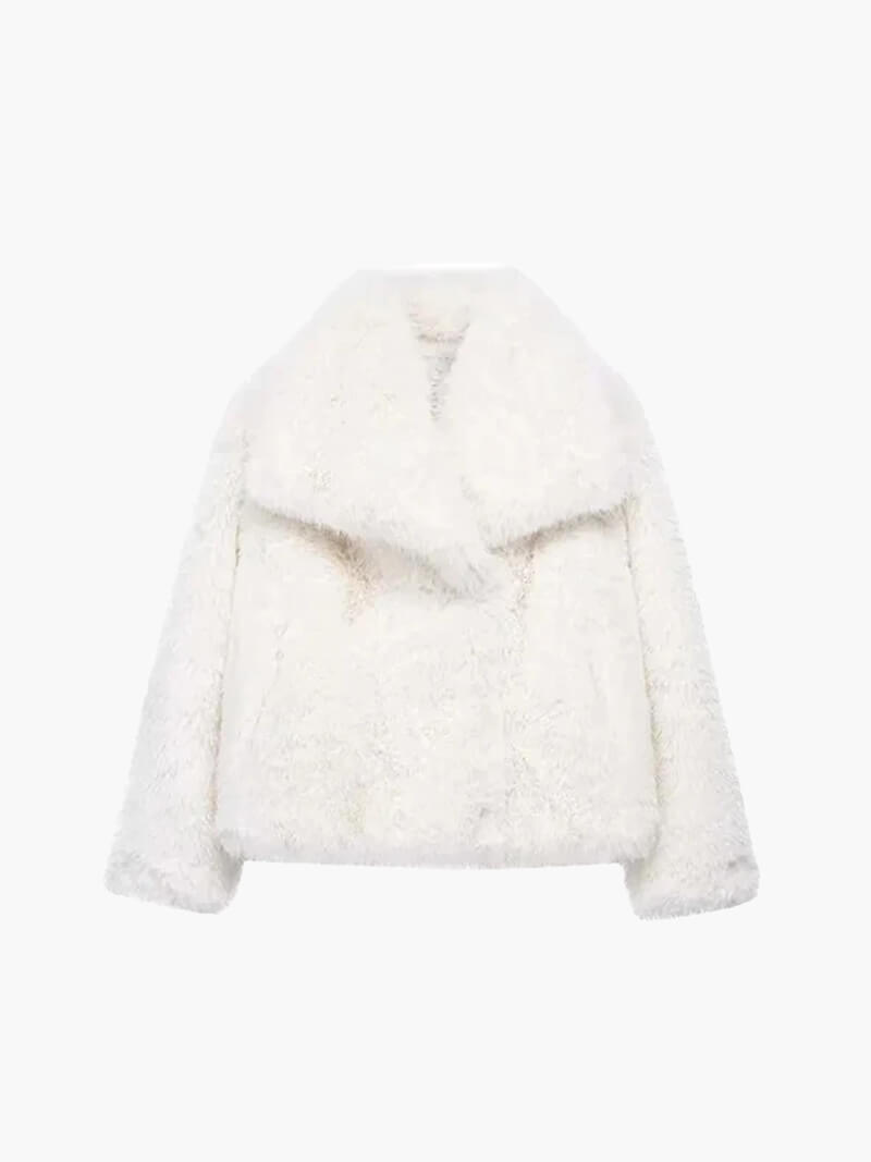 Seame - Jenna Faux Fur Coat White S