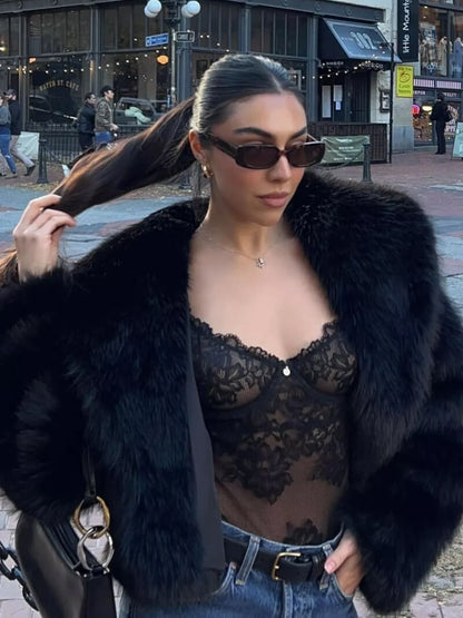 Seame - Jenna Faux Fur Coat White S