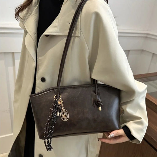 SEAME - Lucy - Shoulder Bag for Women, Large Capacity vegan Leather Fashion Handbag White