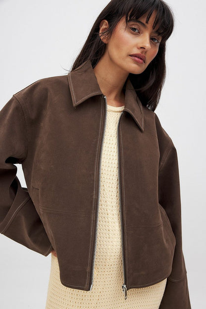 SEAME - Lydia Suede Jacket Brown XS
