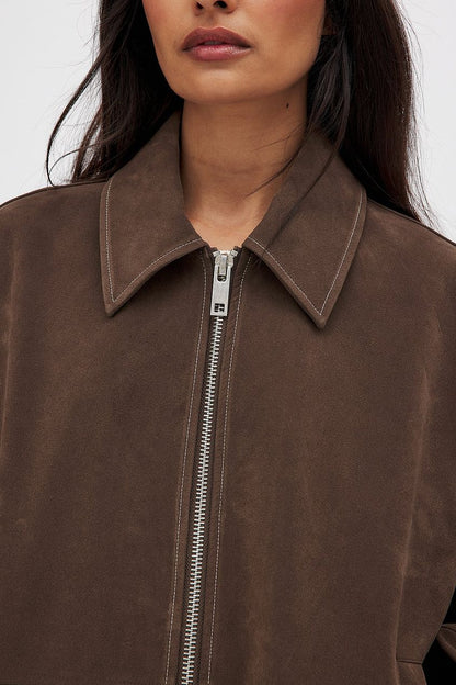 SEAME - Lydia Suede Jacket Brown S