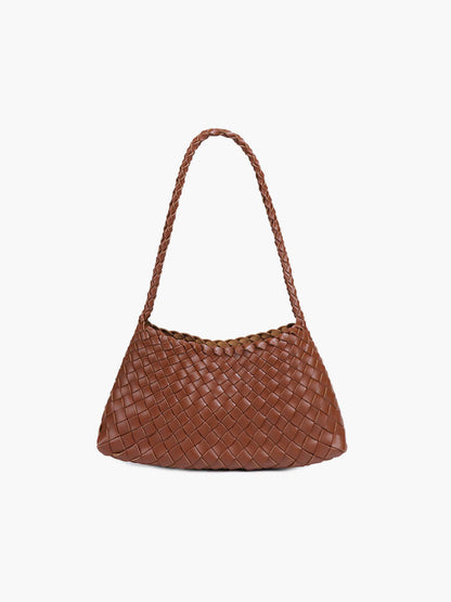 SEAME - Madeleine Vegan Leather Woven Bag Small Brown Small