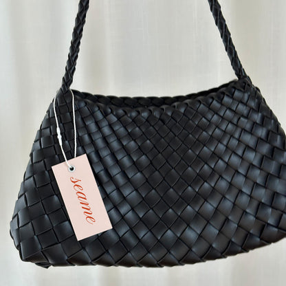 SEAME - Madeleine Vegan Leather Woven Bag Small Green Small