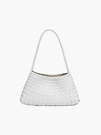 SEAME - Madeleine Vegan Leather Woven Bag Small White Small