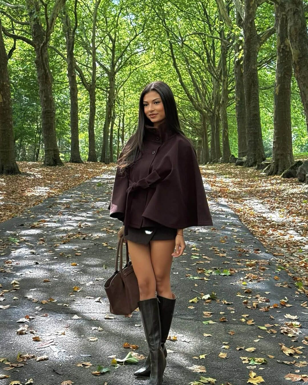 SEAME - Marianne High - Neck Belted Cape Jacket Navy S