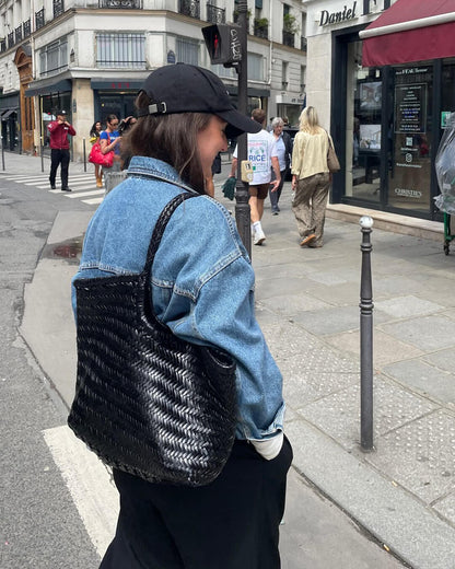 SEAME - Rica Woven Faux Leather Bag Black Regular