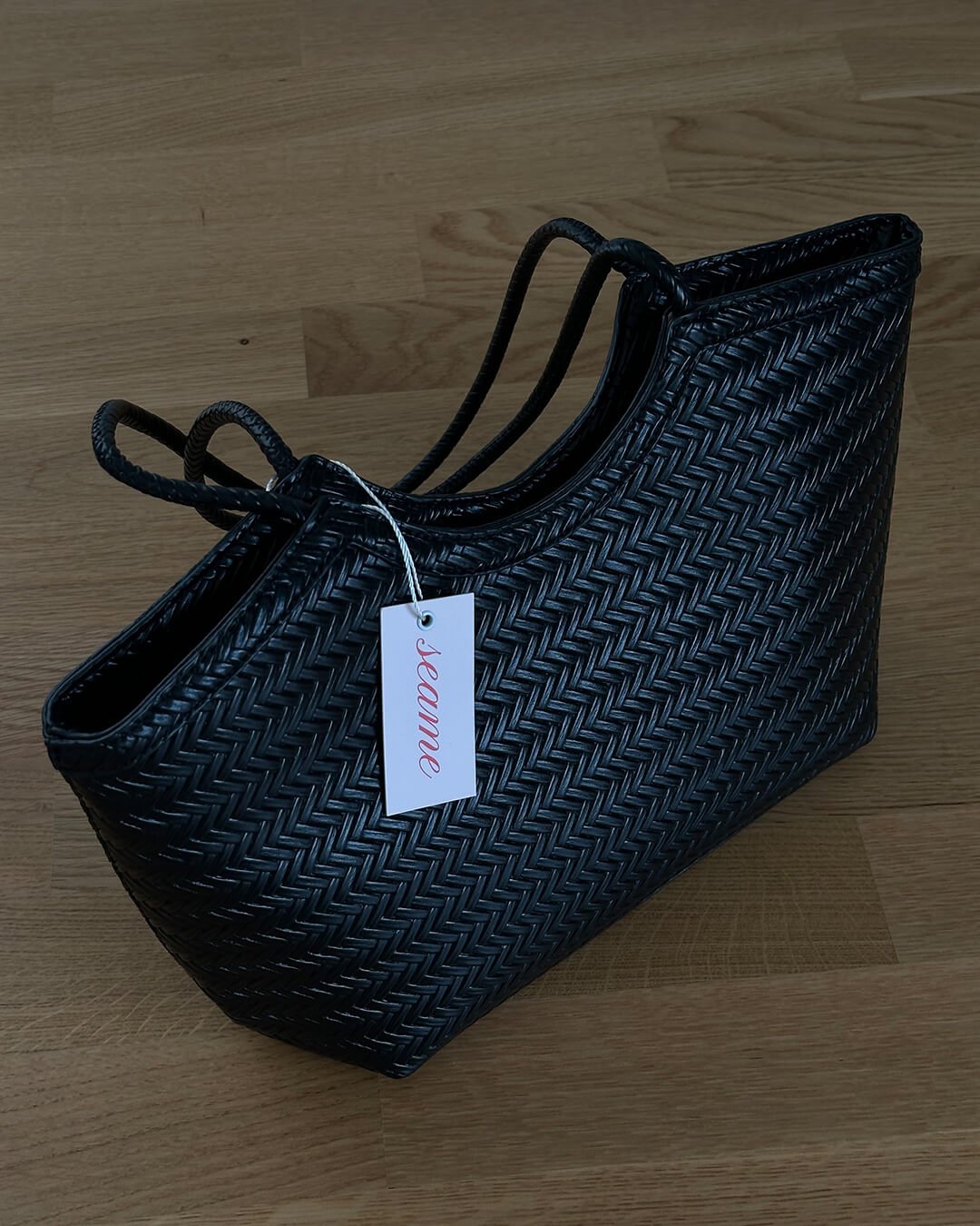 SEAME - Rica Woven Faux Leather Bag Black Regular