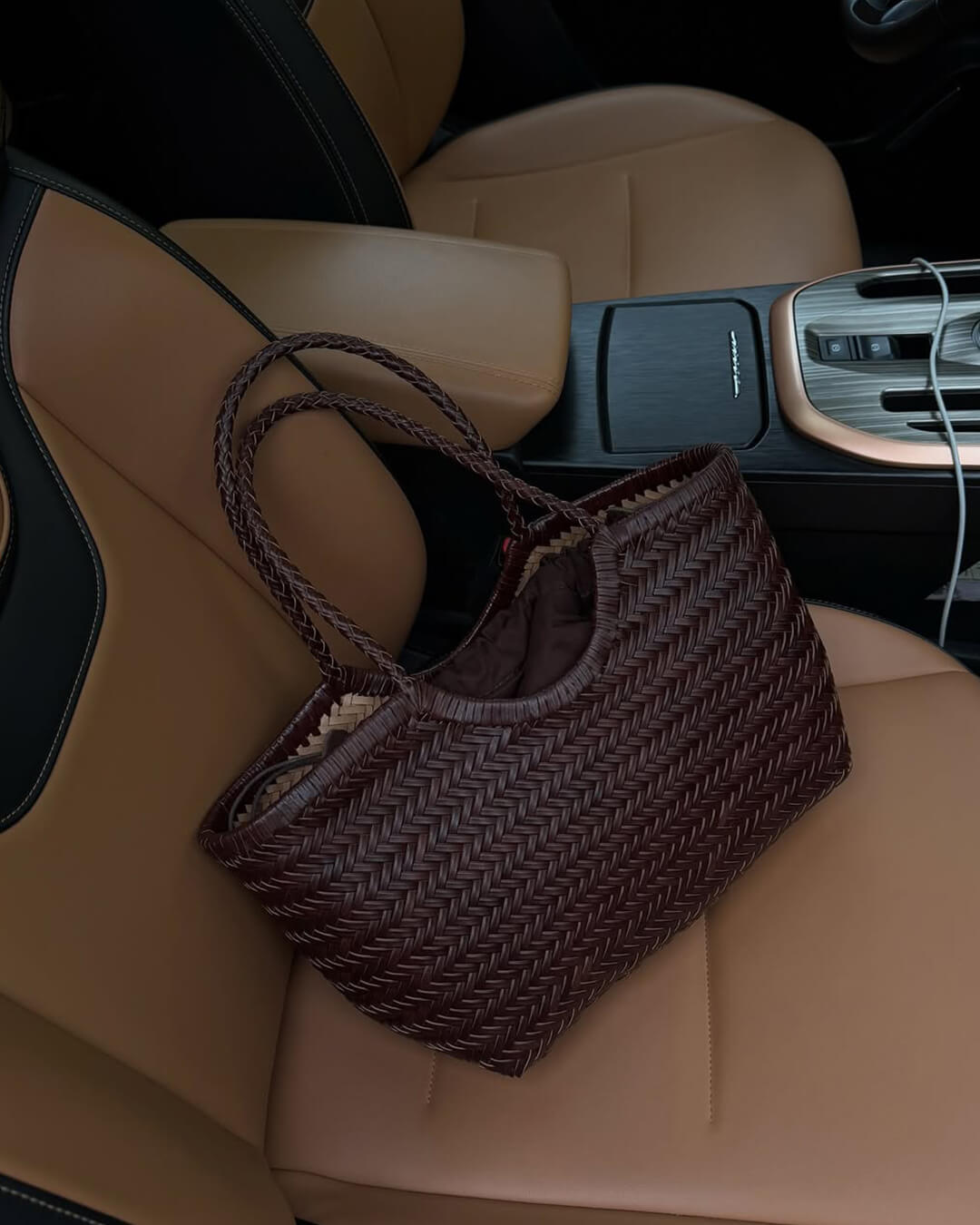 SEAME - Rica Woven Faux Leather Bag Black Regular