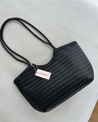 SEAME - Rica Woven Faux Leather Bag Black Regular