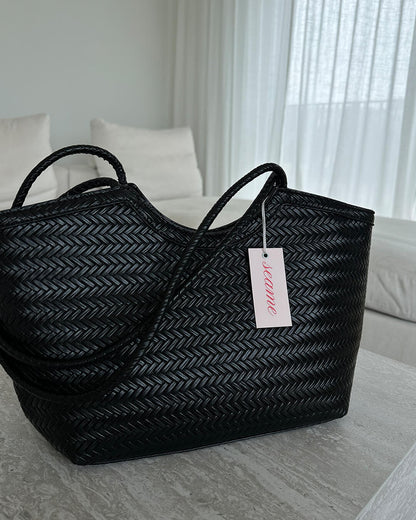 SEAME - Rica Woven Faux Leather Bag Black Regular